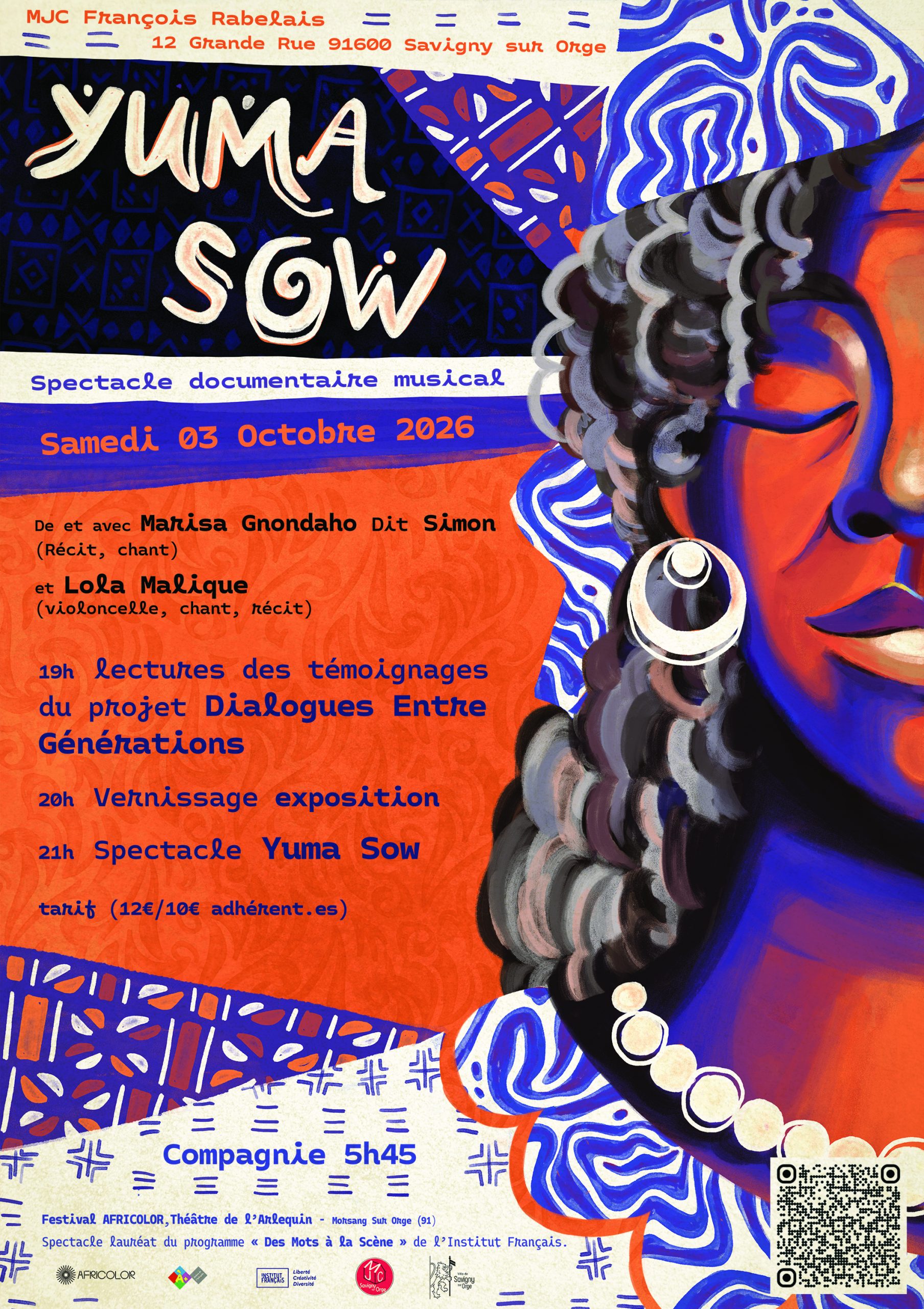 Spectacle documentaire musical Yuma Sow de Lola Malique et Marissa Gnondaho