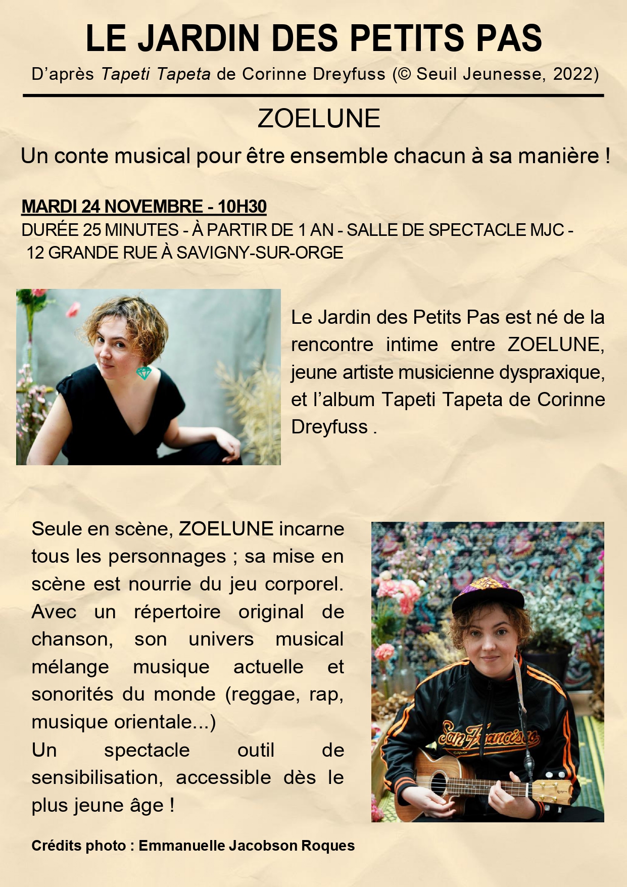 CONTE MUSICAL : LE JARDIN DES PETITS PAS